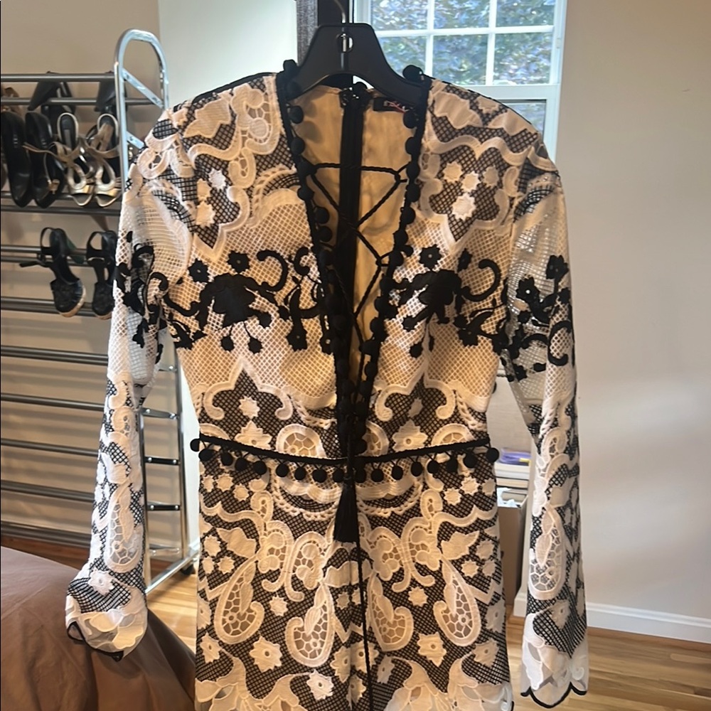 Elegant Black and White Lace Jumpsuit